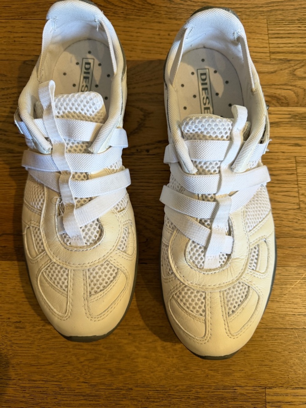 Vintage Diesel Mosley White & Gray Mesh Leather Sneakers, Mens Sz 10.5 LIKE NEW - Picture 3 of 9